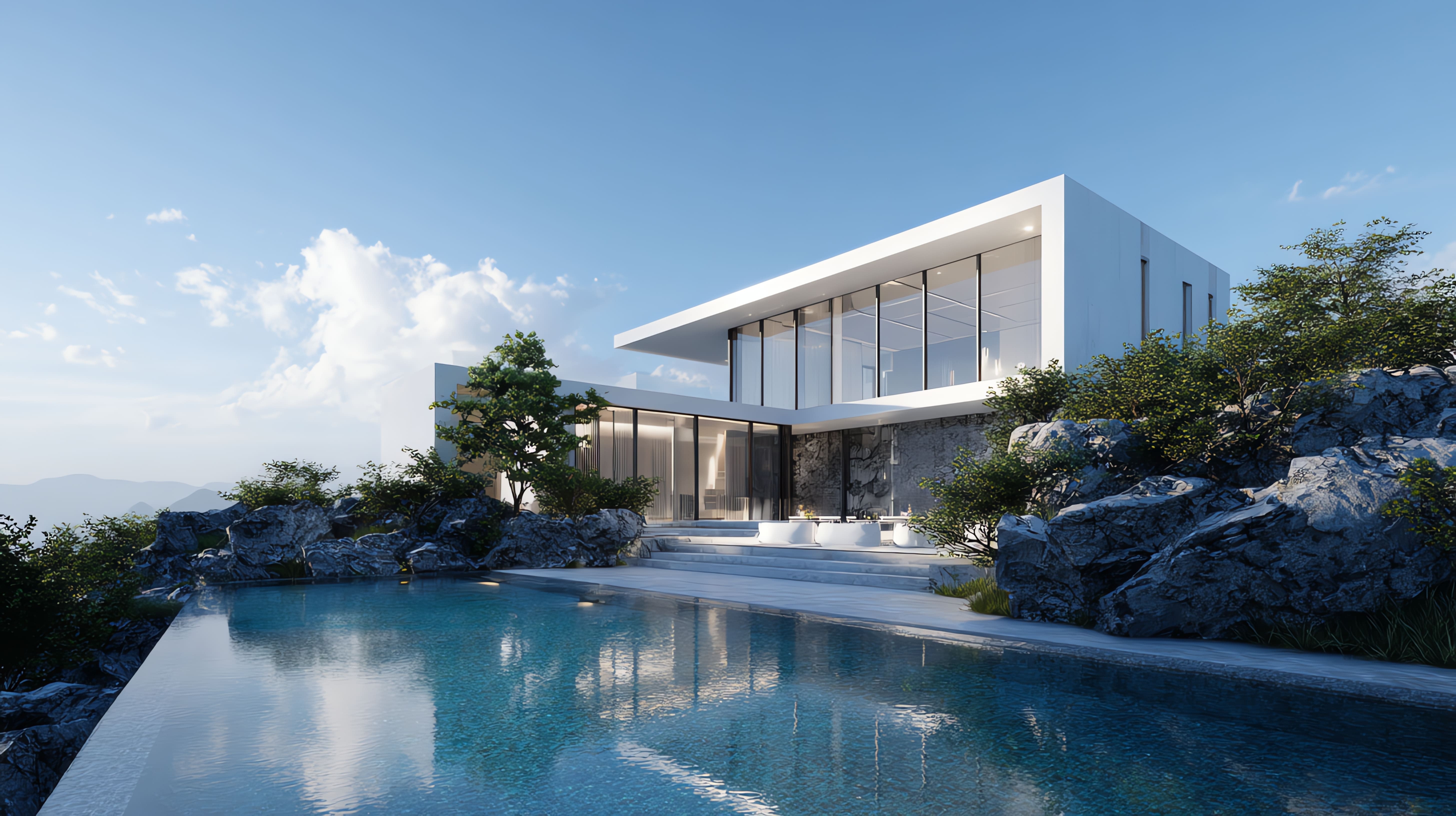 Modern Luxury Villa Overlooking Scenic Landscape